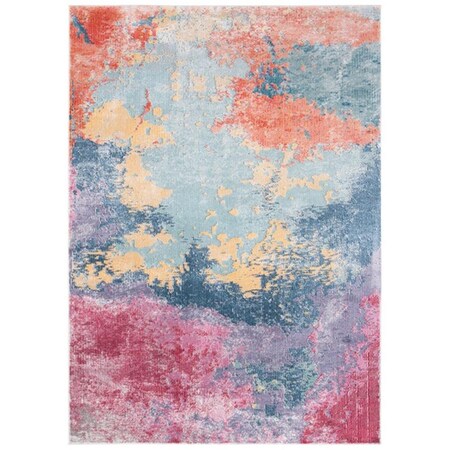 Safavieh 4 ft. 5 in. x 6 ft. 5 in. Porcello 900 Contemporary Rectangle Power Loomed Area Rug Blue & Pink PRL990M-4